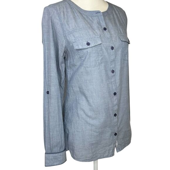 Toad & Co Izzie Long Sleeve Blue Chambray Organic Cotton Button Down Shirt Small - Picture 4 of 9